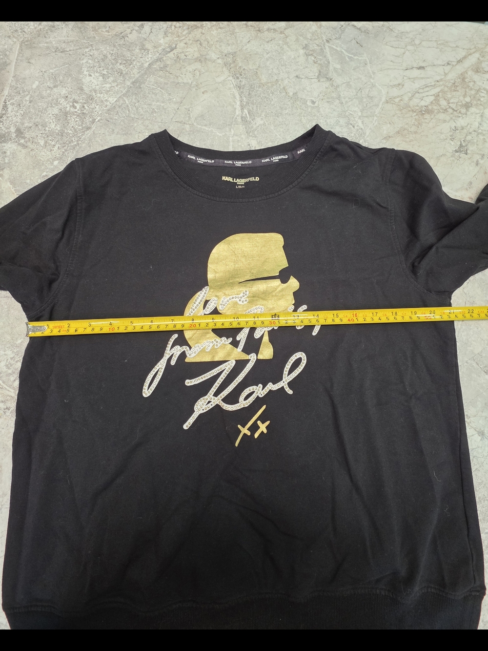Womens Karl Lagerfeld Paris Black Crewneck Gold Silhouette Love From Paris - Picture 6 of 6